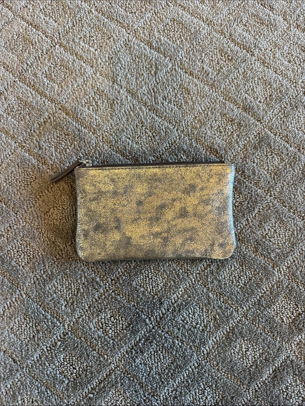 Metallic Silver Zip Pouch Wallet - Women Bags